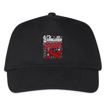 Weihnachten 2026 Burnout Flocken Sprüche Santa - Kinder Basecap - Schwarz - Vorne