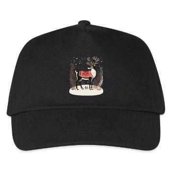Rentier-Shirt, Boho-Weihnachts-Shirt - Kinder Basecap - Schwarz - Vorne