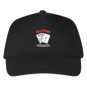 Bluffing Kartenmotif mit Pokerheld - Kinder Basecap - Schwarz - Vorne