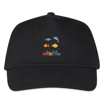 Hai Unterwasser Kinder Delfin Fisch Meeresleben - Kinder Basecap - Schwarz - Vorne