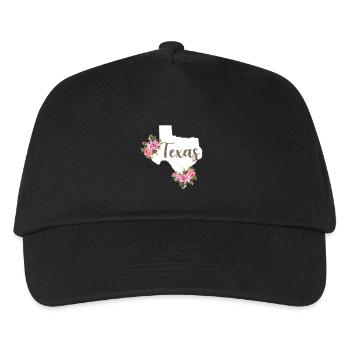 Texas Karte Blumen Floral Western Cowgirl Texas - Kinder Basecap - Schwarz - Vorne