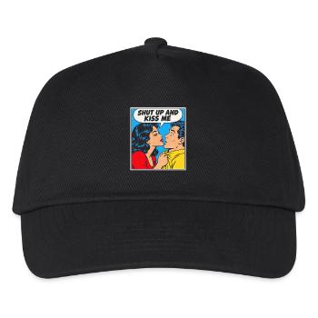 Shut Up And Kiss Me Küss Mich Einfach Valentinstag - Kinder Basecap - Schwarz - Vorne