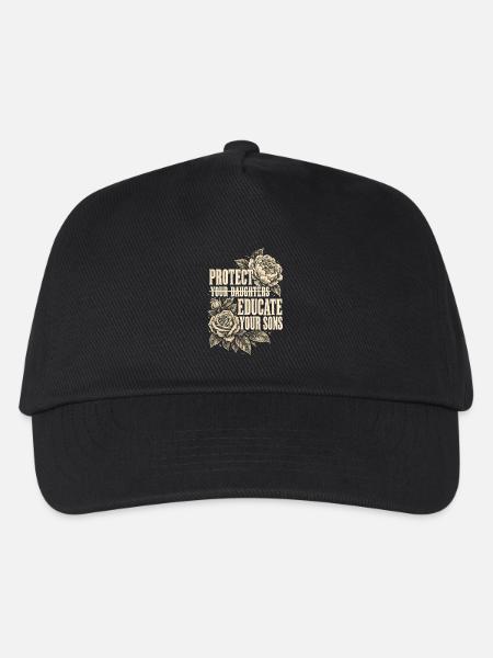 Protect Your Daughters Educate Your Sons Floral - Kinder Basecap - Schwarz