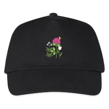 Tulpe Blumen Waldmeister Rotklee floral Zeichnung - Kinder Basecap - Schwarz - Vorne