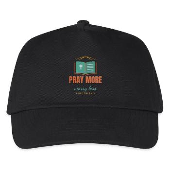Pray More Worry Less – Philippians 4:6 - Kinder Basecap - Schwarz - Vorne