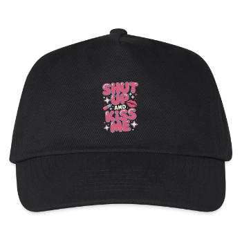 Shut Up And Kiss Me Küss Mich Einfach Valentinstag - Kinder Basecap - Schwarz - Vorne