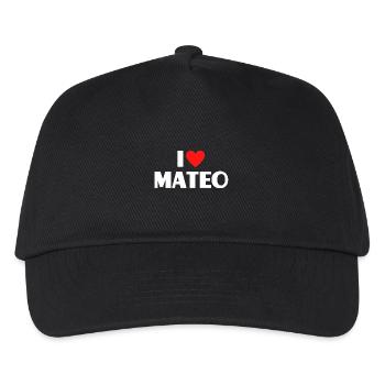 I love Mateo Rotes Herz Liebe Fan Geschenk - Kinder Basecap - Schwarz - Vorne