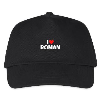 I love Roman Rotes Herz Liebe Fan Geschenk - Kinder Basecap - Schwarz - Vorne