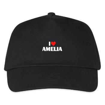 I love Amelia Rotes Herz Liebe Fan Geschenk - Kinder Basecap - Schwarz - Vorne