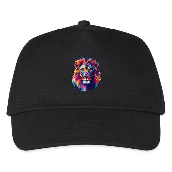 Löwe Löwenkopf Bunt - Kinder Basecap - Schwarz - Vorne