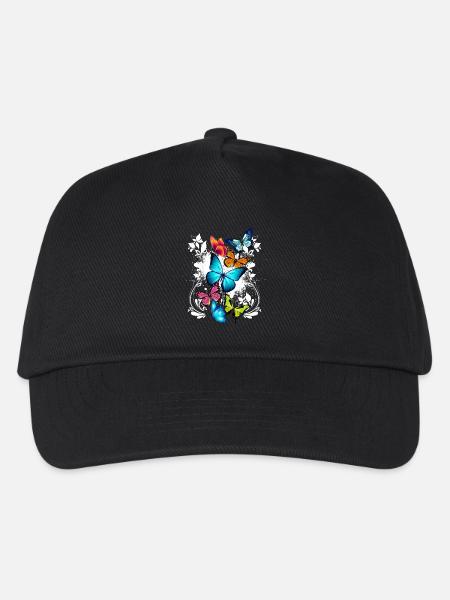 Schmetterling Bunt Farbenfroh Schön Kunst Natur - Kinder Basecap - Schwarz