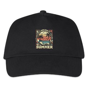Surfen und Sommer im Vintage Style auf Hawaii - Kinder Basecap - Schwarz - Vorne