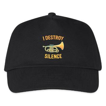 I destroy silence Trompete Spruch Sprüche - Kinder Basecap - Schwarz - Vorne