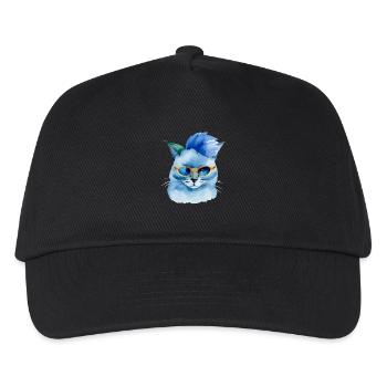 Punkrock Katze mit Sonnenbrille Geschenkidee - Kinder Basecap - Schwarz - Vorne