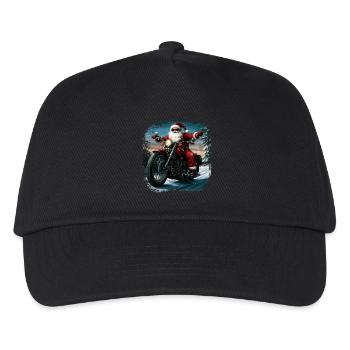 Motorradfahrer Weihnachtsmann - Kinder Basecap - Schwarz - Vorne