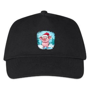 Weihnachtsmann Schweinchen - Kinder Basecap - Schwarz - Vorne