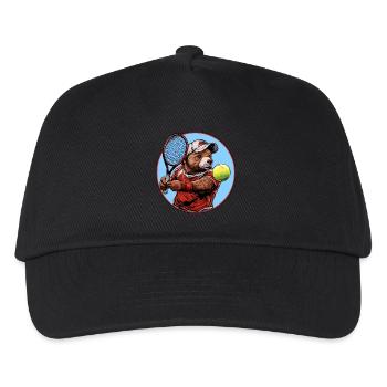 Bär Tennisspieler - Kinder Basecap - Schwarz - Vorne