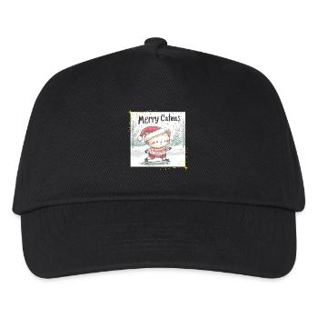 Weihnachten Katze Merry Catmas Winter Schnee Süß - Kinder Basecap - Schwarz - Vorne