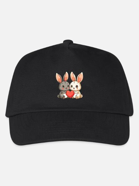 Couple de lapins Amour Pâques Saint-Valentin - Casquette de baseball Enfant - noir