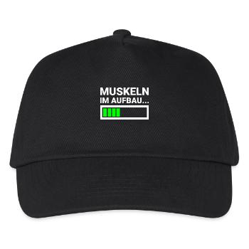 Muskeln im Aufbau Fitness Sportler Krafttraining - Kinder Basecap - Schwarz - Vorne