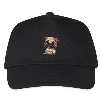 Mops Hundehalter Mops Liebe Blume - Kinder Basecap - Schwarz - Vorne