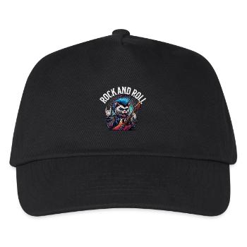 Katze Rock and Roll Gitarrist - Kinder Basecap - Schwarz - Vorne