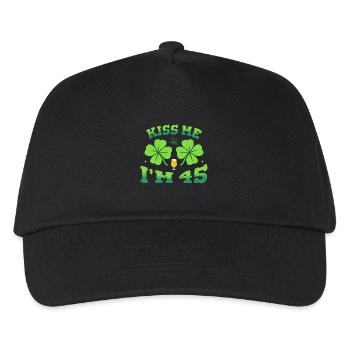 Küss mich Ich bin fünfundvierzig St. Patrick's Day 2026 Bday - Kinder Basecap - Schwarz - Vorne