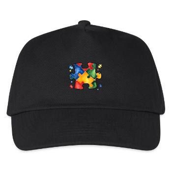 Autismus-Puzzle - Kinder Basecap - Schwarz - Vorne