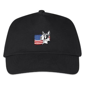 Bullterrier US Amerika Fahne Hunde Hund Wilsigns - Kinder Basecap - Schwarz - Vorne