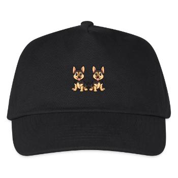 German Shepherd Hund Comic - Kinder Basecap - Schwarz - Vorne