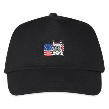 Französische Bulldogge US Amerika Fahne Wilsigns - Kinder Basecap - Schwarz - Vorne