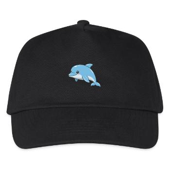 Tier Cartoon Delfin - Kinder Basecap - Schwarz - Vorne