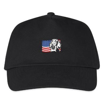 Dackel Dachshund US Amerika Fahne Hunde Wilsigns - Kinder Basecap - Schwarz - Vorne