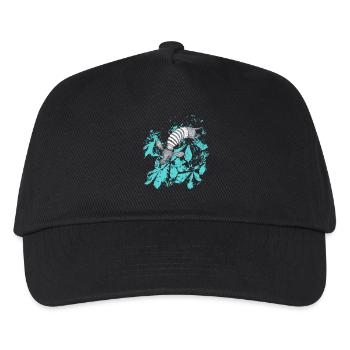 Dachshund with turquoise leaves - Kids’ Baseball Cap - black - Front