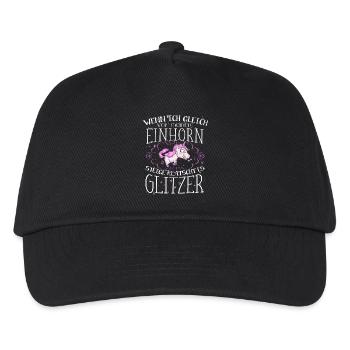 Einhorn - Glitzer - Kinder Basecap - Schwarz - Vorne