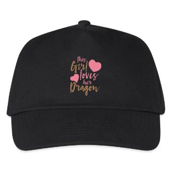 Fantasy / Drachen: This Girl Loves Her Dragon - Kinder Basecap - Schwarz - Vorne