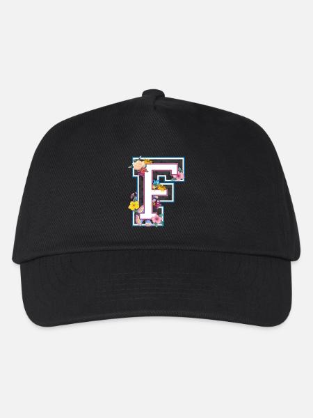 Buchstabe F im varsity Stil - Kinder Basecap - Schwarz