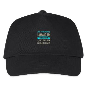 Vereitle niemals einen "FORCE BLEU" Geocacher - Kinder Basecap - Schwarz - Vorne