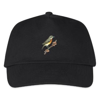 Whinchat / bird / mushrooms - Kids’ Baseball Cap - black - Front