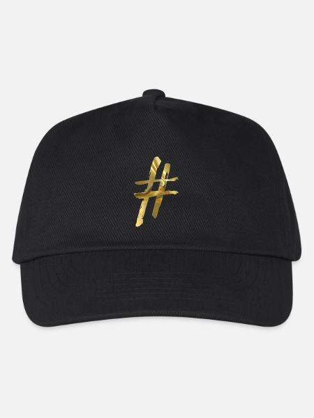 Goldfolien Hashtag Muster - Kinder Basecap - Schwarz