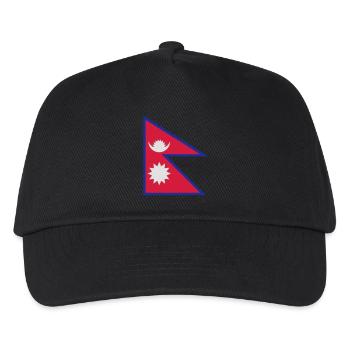 Nepal-Flagge - Kinder Basecap - Schwarz - Vorne