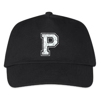 Letter P in white in the used look - Kids’ Baseball Cap - black - Front