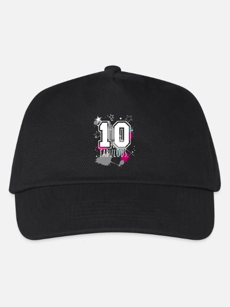 10. Geburtstag Personalisierbar Name Rückennummer - Kinder Basecap - Schwarz