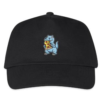 Dino with pizza - Kids’ Baseball Cap - black - Front