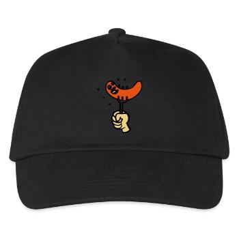 funny BBQ cartoon sausage drawing party - Kids’ Baseball Cap - black - Front