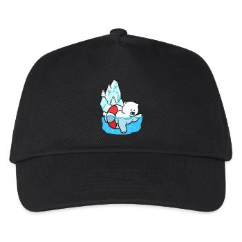 Eisbär Eisbären Arktis Wildtiere Klima Pinguin - Kinder Basecap - Schwarz - Vorne
