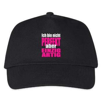 Nicht perfekt, einzigartig in Pink - Kinder Basecap - Schwarz - Vorne