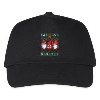 Festlicher Zwergenhund Weihnachtsdesign - Kinder Basecap - Schwarz - Vorne