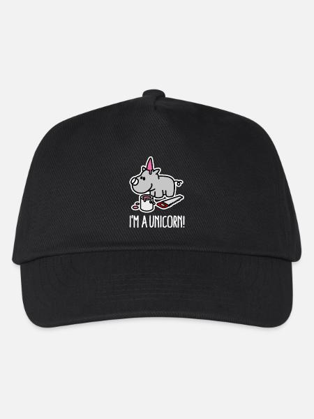 Ich bin ein Einhorn Nashorn lustige mollig BBW Plus Größe - Kinder Basecap - Schwarz