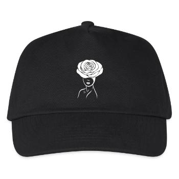 Girl / Lady with flower (rose) on her head - Kids’ Baseball Cap - black - Front